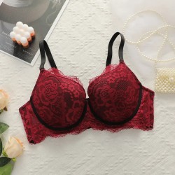 Women Fashion Plus Size Lace Adjustable Steel Ring Bra