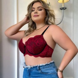 Women Fashion Plus Size Lace Adjustable Steel Ring Bra