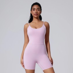 Women Fashion Solid Color Sleeveless Slim-Fit Yoga Sports Rompers