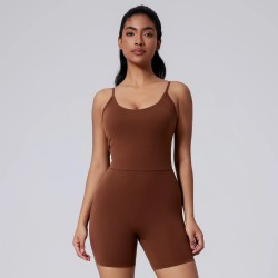 Women Fashion Solid Color Sleeveless Slim-Fit Yoga Sports Rompers
