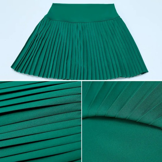 Women Fashion Solid Color Yoga Golf Tennis Pleated Skirt