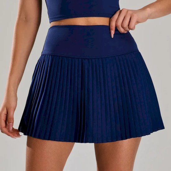 Women Fashion Solid Color Yoga Golf Tennis Pleated Skirt