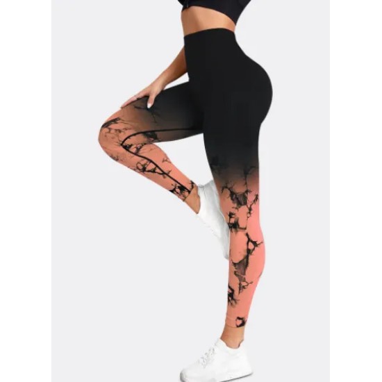 Women Fashion Tie-Dye Printed High Waist Pants Yoga Leggings