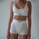 Women Fashion Sexy Solid Color Tank Tight Shorts Sports Two-Piece Set