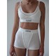 Women Fashion Sexy Solid Color Tank Tight Shorts Sports Two-Piece Set