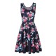 Women Fashion Casual Printed Round Neck Sleeveless Loose Dress