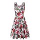 Women Fashion Casual Printed Round Neck Sleeveless Loose Dress