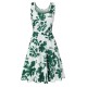 Women Fashion Casual Printed Round Neck Sleeveless Loose Dress