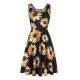 Women Fashion Casual Printed Round Neck Sleeveless Loose Dress