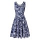 Women Fashion Casual Printed Round Neck Sleeveless Loose Dress