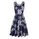 Women Fashion Casual Printed Round Neck Sleeveless Loose Dress