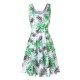 Women Fashion Casual Printed Round Neck Sleeveless Loose Dress
