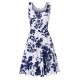 Women Fashion Casual Printed Round Neck Sleeveless Loose Dress
