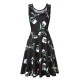 Women Fashion Casual Printed Round Neck Sleeveless Loose Dress