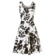Women Fashion Casual Printed Round Neck Sleeveless Loose Dress