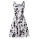 Women Fashion Casual Printed Round Neck Sleeveless Loose Dress