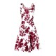 Women Fashion Casual Printed Round Neck Sleeveless Loose Dress