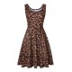 Women Fashion Casual Printed Round Neck Sleeveless Loose Dress