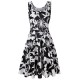 Women Fashion Casual Printed Round Neck Sleeveless Loose Dress