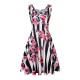 Women Fashion Casual Printed Round Neck Sleeveless Loose Dress