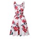 Women Fashion Casual Printed Round Neck Sleeveless Loose Dress