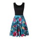 Women Fashion Casual Printed Round Neck Sleeveless Loose Dress