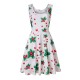 Women Fashion Casual Printed Round Neck Sleeveless Loose Dress