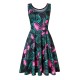 Women Fashion Casual Printed Round Neck Sleeveless Loose Dress