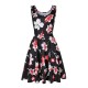 Women Fashion Casual Printed Round Neck Sleeveless Loose Dress