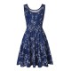 Women Fashion Casual Printed Round Neck Sleeveless Loose Dress