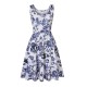 Women Fashion Casual Printed Round Neck Sleeveless Loose Dress