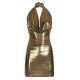 Women Fashion Sexy Solid Color Halter-Neck Sleeveless Backless Slim-Fit Dress