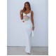 Women Fashion Sexy Solid Color Mesh Sleeveless Camisole Slim-Fit Skirts Two-Piece Set