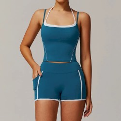 Women Yoga Color Contrast Two-Piece Set