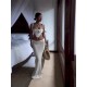Women Fashion Sexy Solid Color Knitted Camisole Crop Top Slim Fit Skirt Two-Piece Set