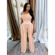 Women Fashion Casual Contrast Color Stitching Line Short-Sleeve T-Shirt High Waist Pants Two-Piece Set