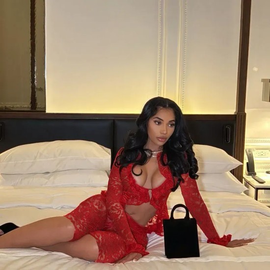 Women Fashion Sexy Solid Color Lace Perspective Long Sleeve Top Tight Shorts Two-Piece Set