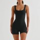 Women Fashion Solid Color U-Neck Sleeveless Backless Slim-Fit Sports Rompers