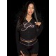 Women Fashion Casual Printed Slim-Fit Long Sleeve Hoodies Tight Shorts Two-Piece Set