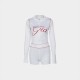 Women Fashion Casual Printed Slim-Fit Long Sleeve Hoodies Tight Shorts Two-Piece Set