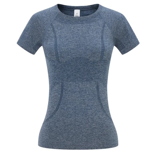 Women Round Neck Yoga Quick-Dry Short-Sleeved T-Shirt