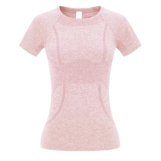 Women Round Neck Yoga Quick-Dry Short-Sleeved T-Shirt