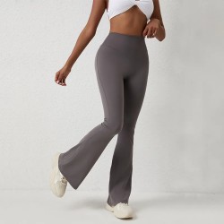 Women Yoga Solid Color High Waist Trumpet Leggings