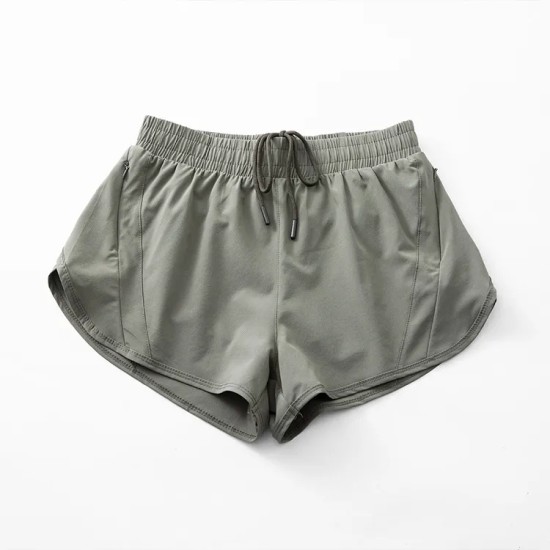 Women Fashion Solid Color Quick-Drying Lined Sports Shorts