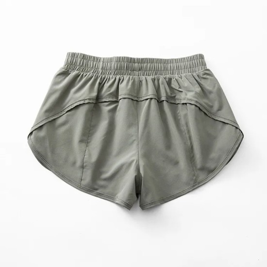 Women Fashion Solid Color Quick-Drying Lined Sports Shorts