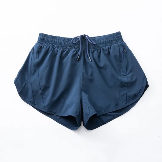 Women Fashion Solid Color Quick-Drying Lined Sports Shorts