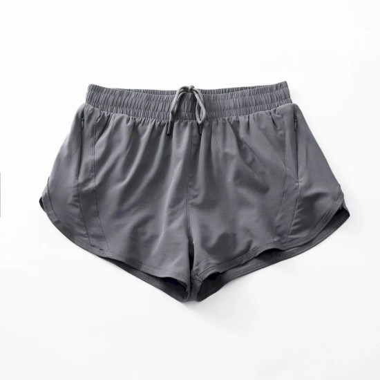 Women Fashion Solid Color Quick-Drying Lined Sports Shorts