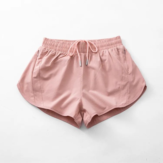Women Fashion Solid Color Quick-Drying Lined Sports Shorts