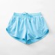 Women Fashion Solid Color Quick-Drying Lined Sports Shorts