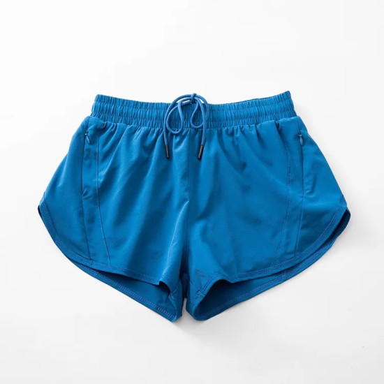 Women Fashion Solid Color Quick-Drying Lined Sports Shorts